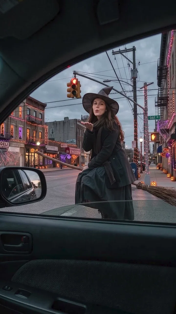 Flying Broomstick Witch AI video template